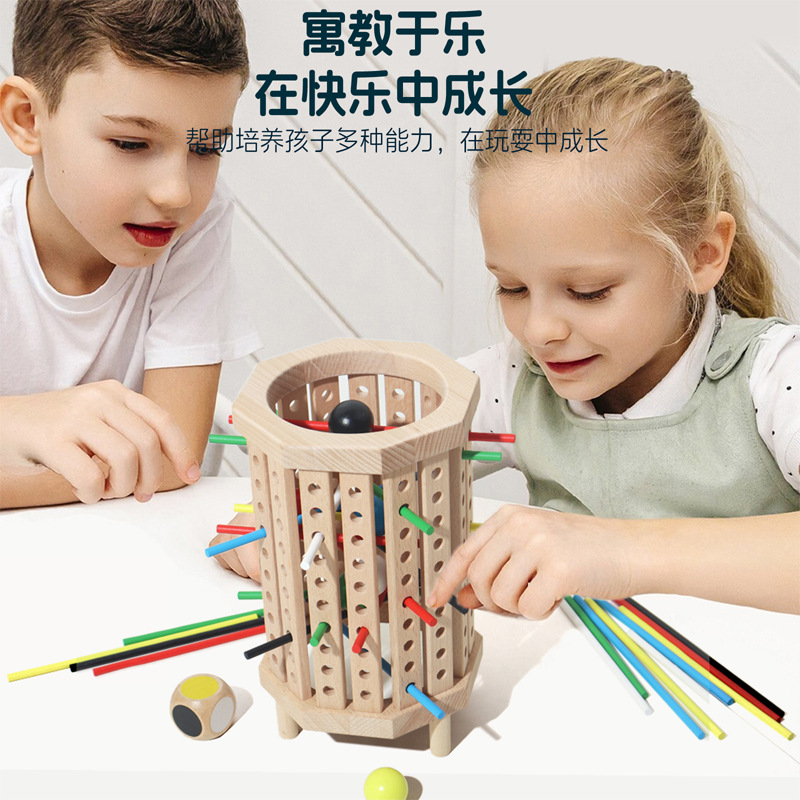 Juego de palo transfronterizo, juego de dados, juego de tablero de madera, juguetes interactivos de color entre padres e hijos, juego de matemáticas Montessori