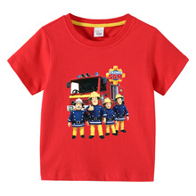 新款童装消防员山姆儿童夏装短袖T恤男童打底衫宝宝半袖T恤童上衣