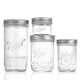 Transparent Mason Jar Cross-border Transparent Carved Multi-size Vegetable Salad Jam Simple Sealed Jar with Lid Glass Bottle
