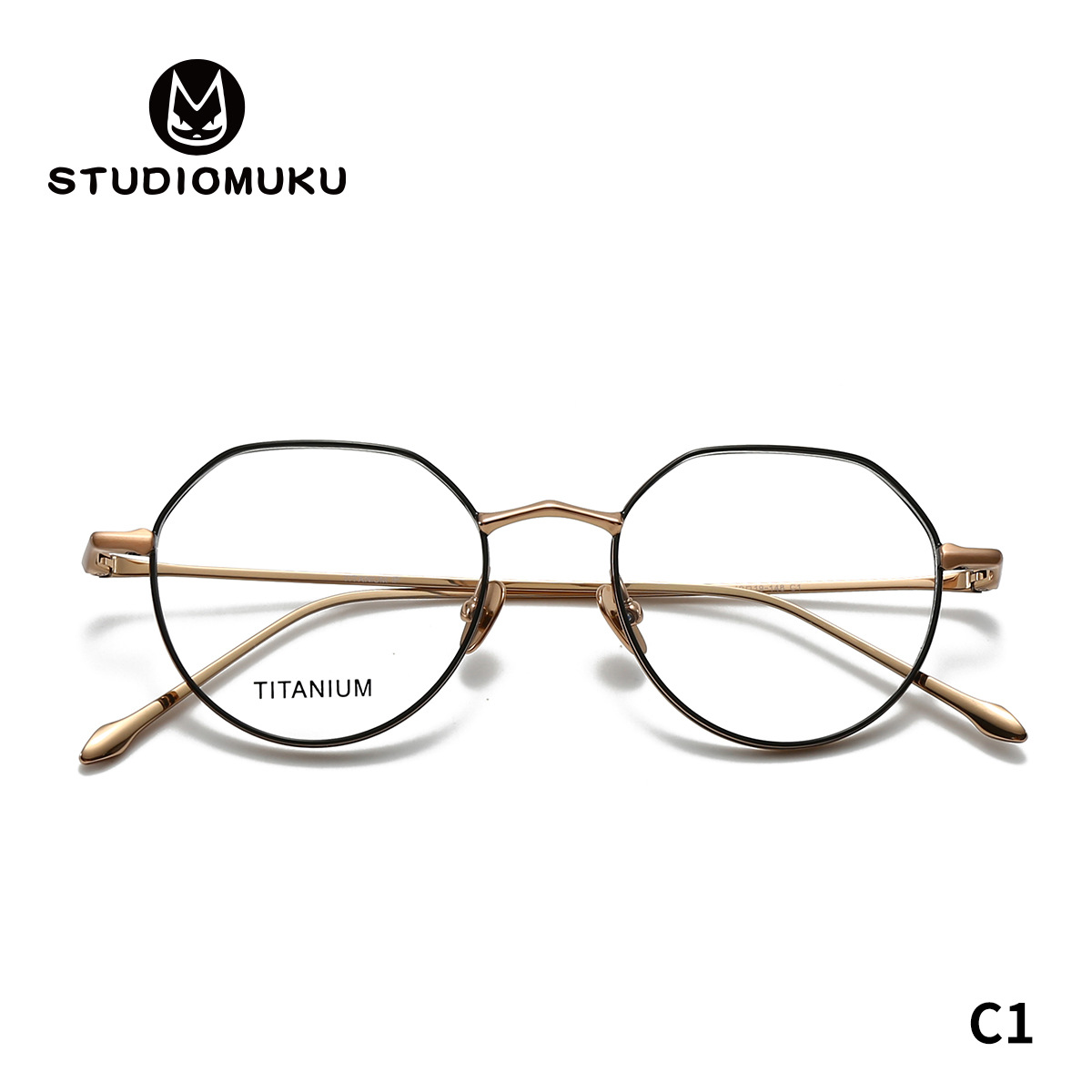 STUDIOMUKU gafas mucolas reajuste gafas de marco de marco poligonal ampliado con estructura de marco