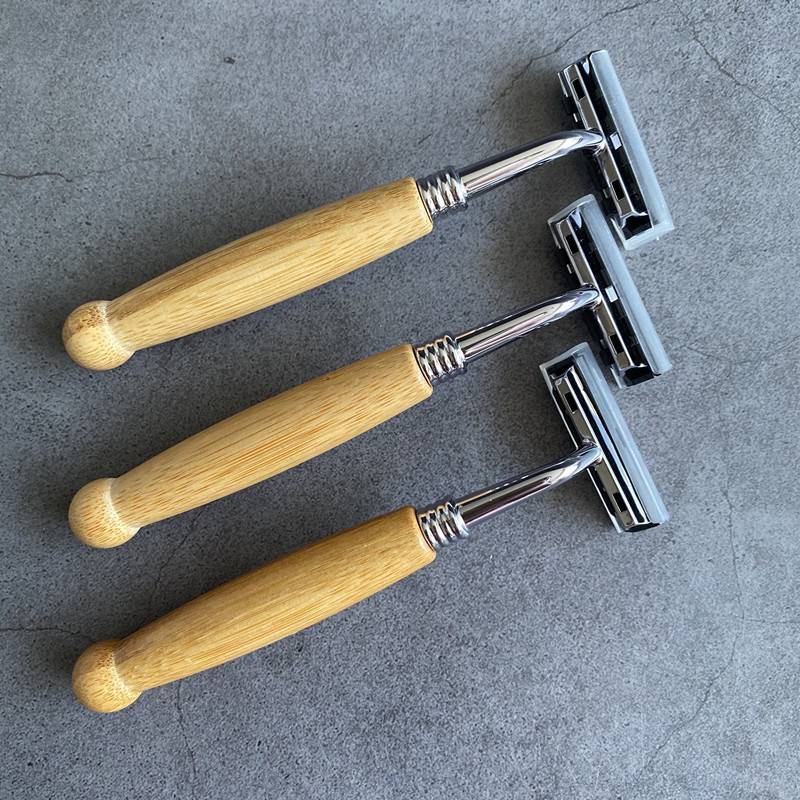 Bamboo Razor with Bamboo Handle, Manual Shaving Razor with 2 or 3 Stainless Steel Blades, Fully Washable Bamboo Razor with Bamboo Handle, Manual Shaving Razor with 2 or 3 Stainless Steel Blades, Fully Washable