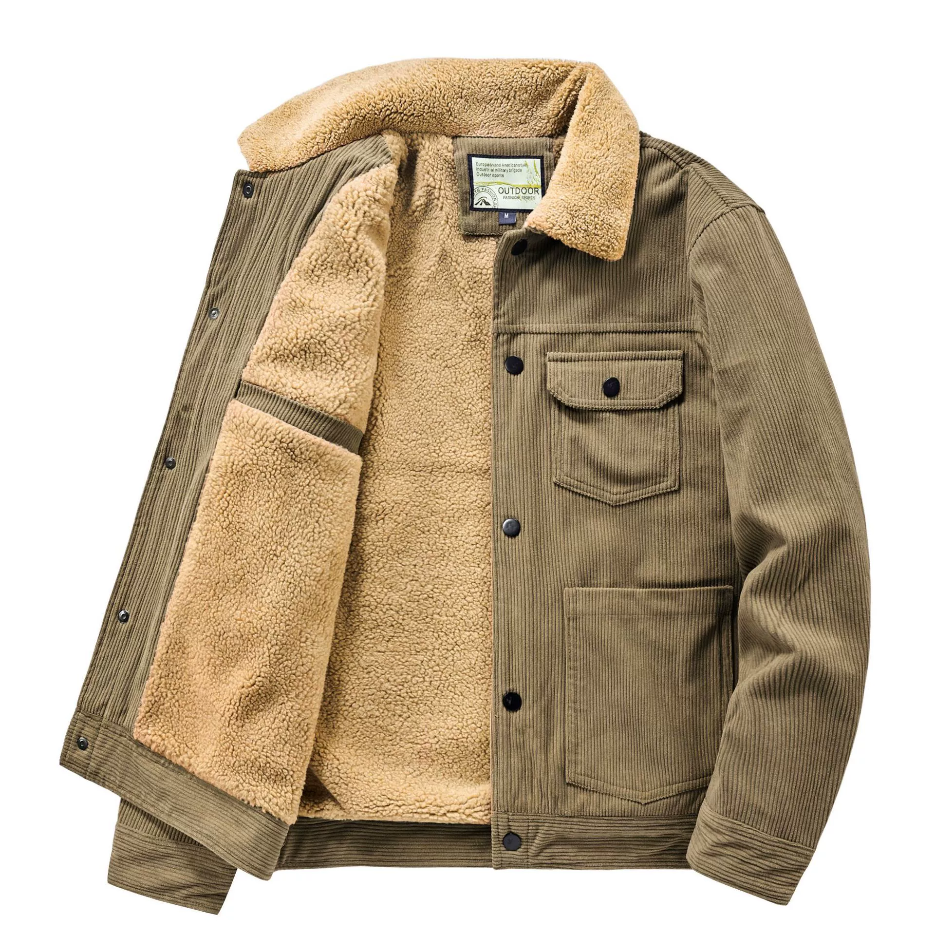 Внешняя торговля Вельветовая куртка мужское теплое пальто с хлопковой подкладкой куртка с лацканами на флисовой подкладке оптом 9918
