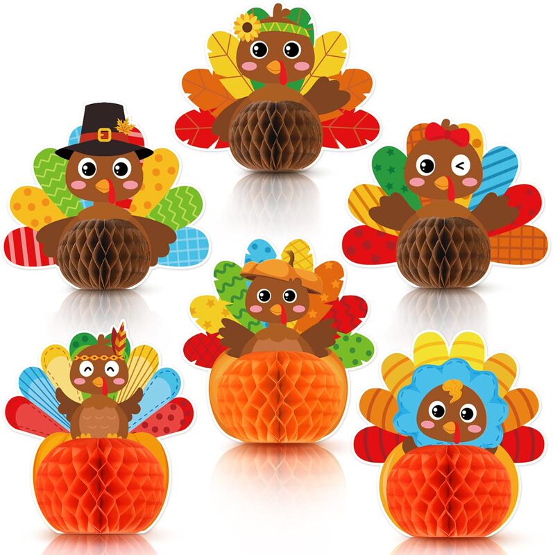Thanksgiving Themed Party Turkey Honeycomb Decorations Autumn Harvest Festival Turkey Honeycomb Holiday Scene Arrangement