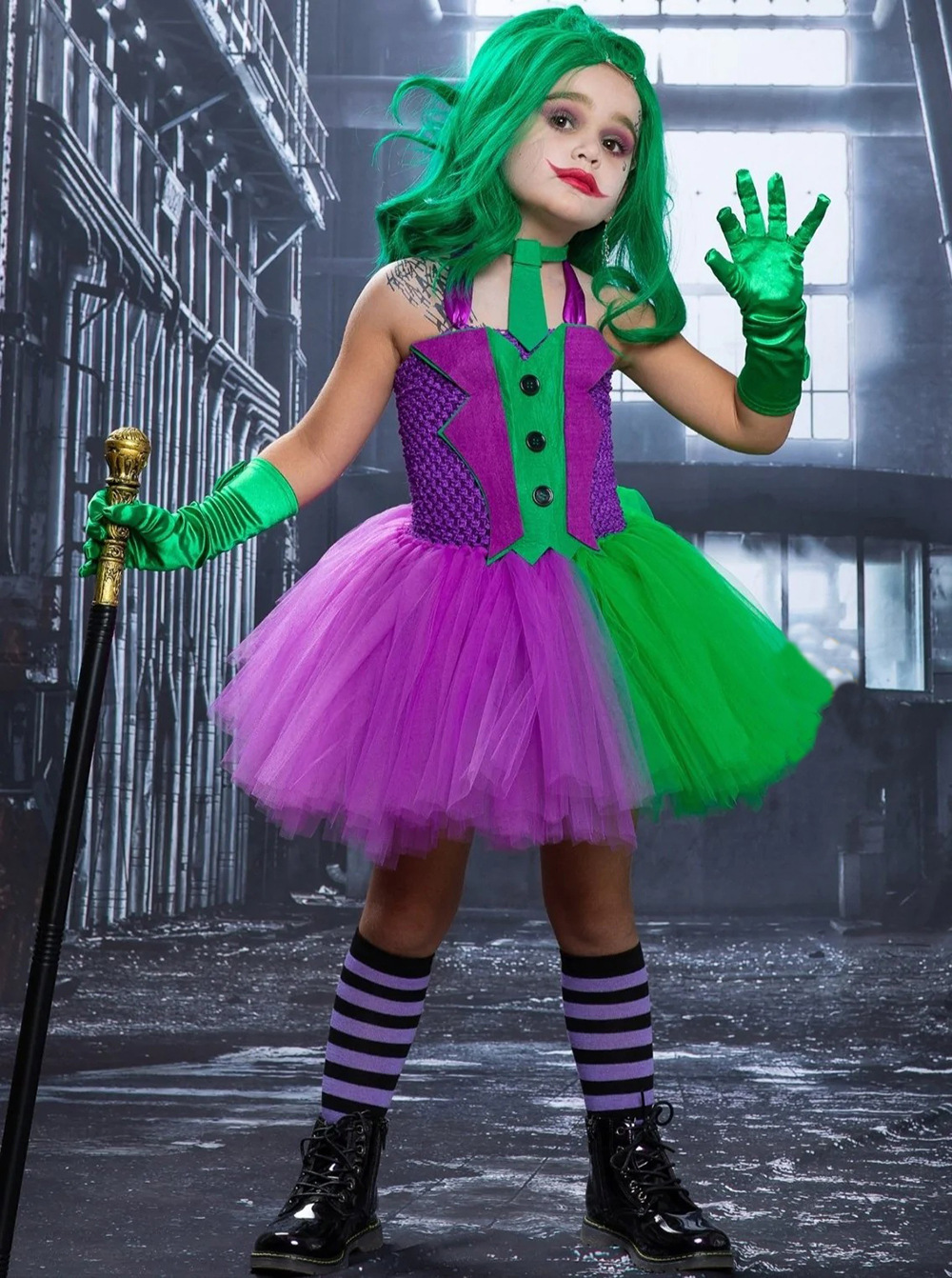 Abbigliamento per bambini Costumi per bambini di Halloween Il cavaliere oscuro Heath Ledger Batman Il Joker Gonna in tulle a rete per bambine_voghion.com
