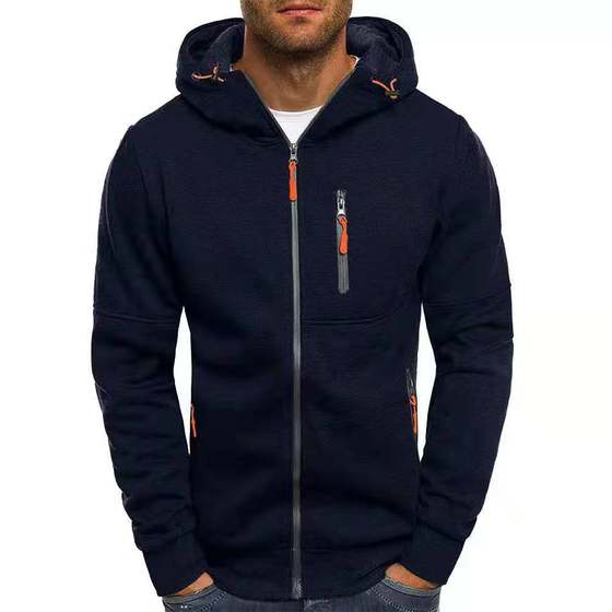 Men's Clothing Autumn and Winter Sweatshirt Sports Fitness Casual Jacquard Sweatshirt Cardigan Hooded Outwear Hooded Sweatshirt