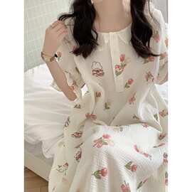 2024韩版可爱小公主奶里奶气睡裙双层纱女夏季新款家居服潮