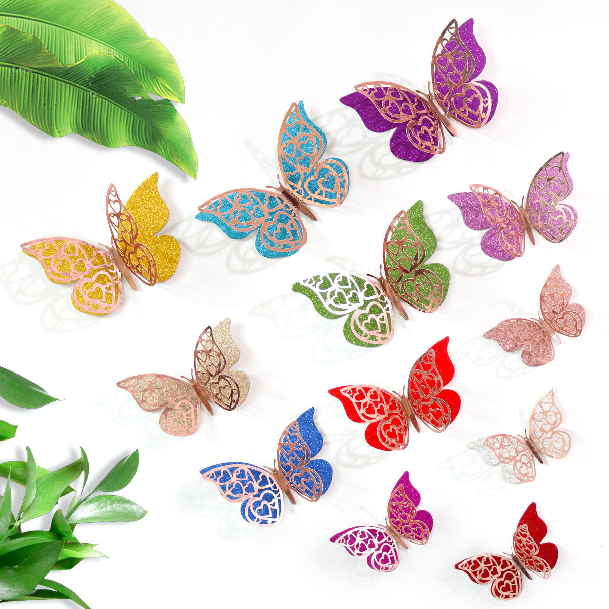 Fronteriza primavera mariposa fiesta decoración 3D pegatinas de mariposa cumpleaños de niños boda diseño pegatinas de pared al por mayor