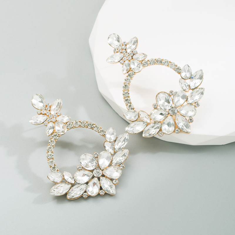 Fashion Flower Alloy Inlay Rhinestones Drop Earrings display picture 4