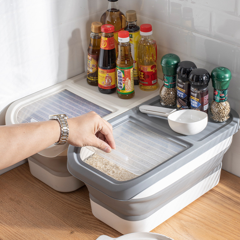 Amazon cocina plegable caja de arroz a prueba de insectos a prueba de humedad olla de arroz sellada Cubo de arroz harina de arroz caja de almacenamiento