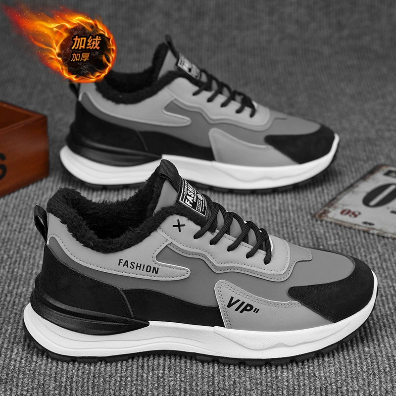 Мужская обувь зимняя бархатная спортивная обувь Мужская мода дикая толстая подошва утолщена теплая хлопчатобумажная обувь повседневная папочка