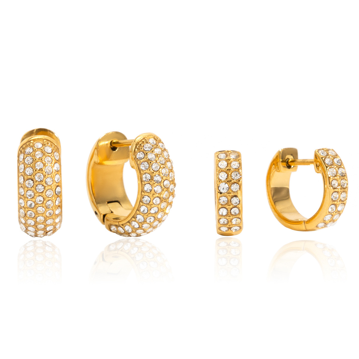 Wanxing acero inoxidable galvanizado 18k oro blanco diamante pendientes de moda clásica comercio exterior transfronterizo pendientes de venta al por mayor
