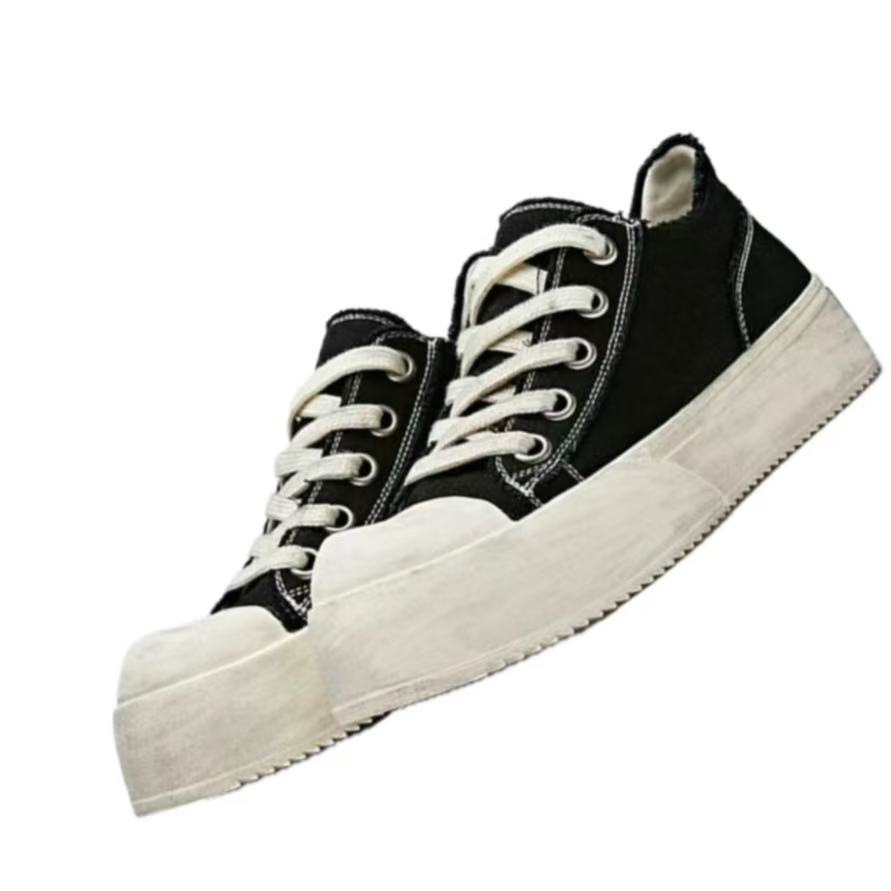 Casual Canvas Shoes Men's Breathable Thick-soled Elevated Derby Couples All-match Old Color-polished Mickey Big Head Sports Sneakers