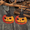 Wooden accessory, earrings, suitable for import, halloween, 3D