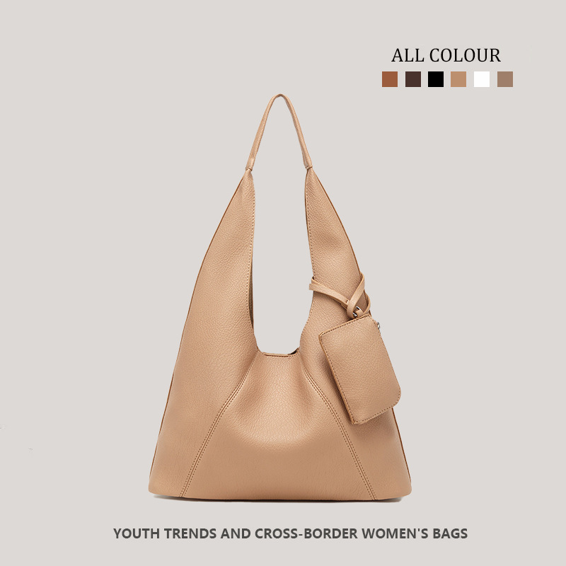 Korean Style Casual Pebbled Tote Bag Niche Retro High-End Large-Capacity Bucket Bag Fashionable Simple Armpit Bag