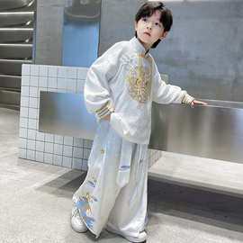 小男孩中国风时尚洋气唐装春秋季唐装云龙国风汉服套装一件代发