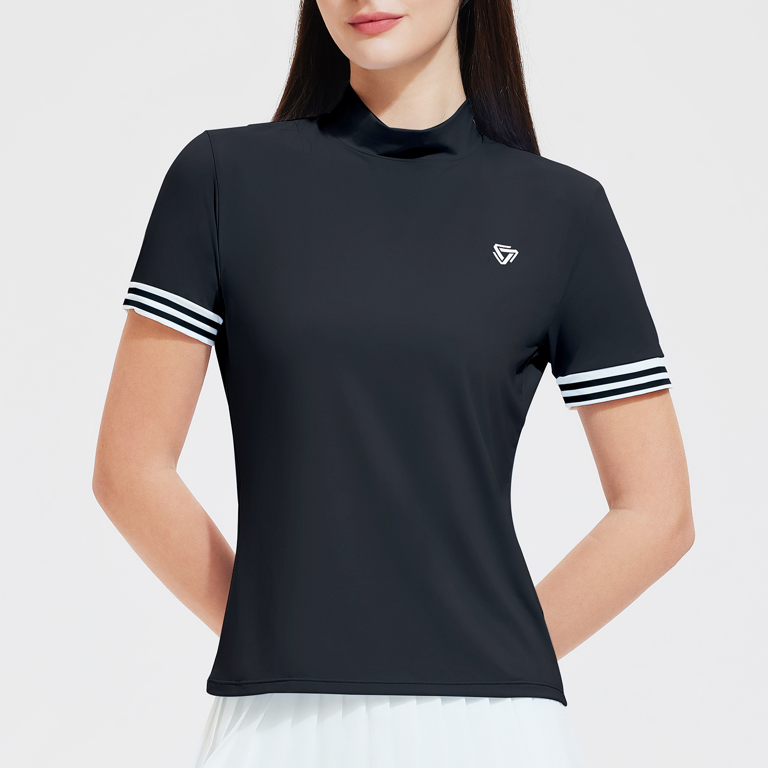 Camiseta deportiva de golf para mujeres de verano de mangas cortas sudor rápido secado delgado y delgado collar de tenis