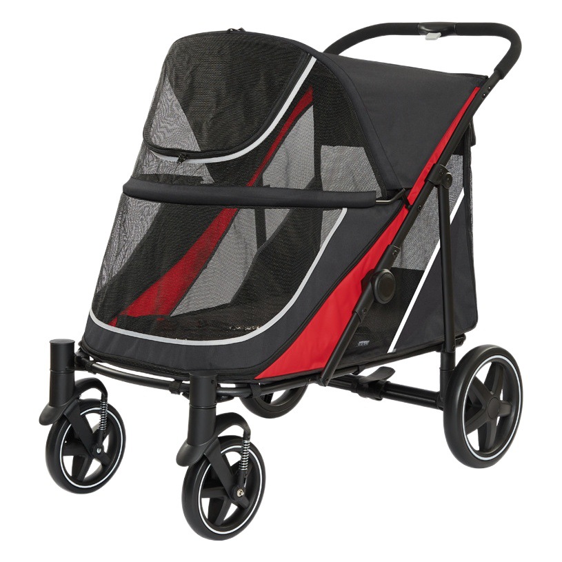 Carrito para mascotas de Amazon, un carrito ligero y plegable que puede transportar varios gatos y perros al salir, venta al por mayor transfronteriza