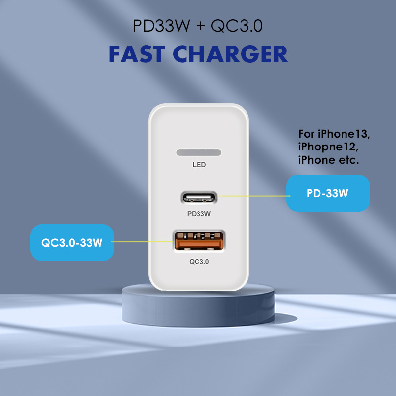 PD48W fast charging mobile phone 5V5A British standard PD+USB multi port LED light adapter charger_voghion.com