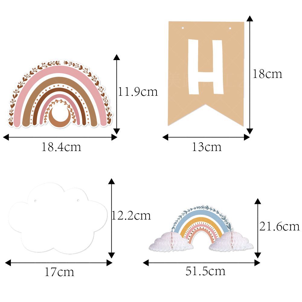 Bohemia cumpleaños fiesta decoración nube cumpleaños tire bandera Groovy Arco Iris panal decoración cumpleaños traje