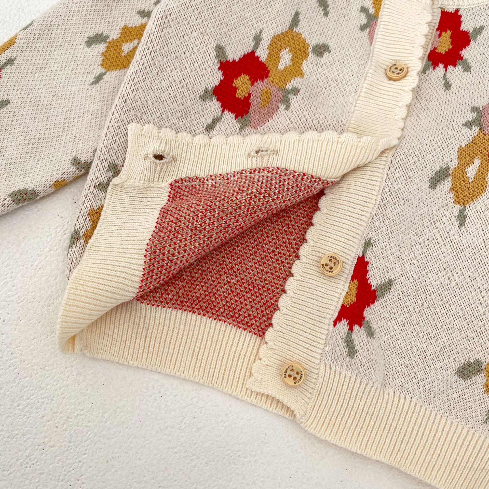 Ensemble 2 pièces veste + bretelles en coton tricoté jacquard classique pour bébé et enfant, automne 2024_voghion.com