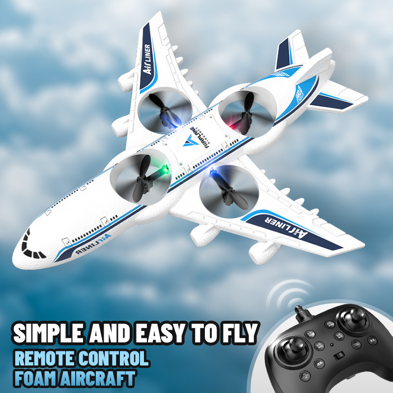 Cross-Border New Remote Control Aircraft Children's Four-Axis Stunt Passenger Aircraft Foam Drone Boy's Fall-Resistant Aircraft Toy