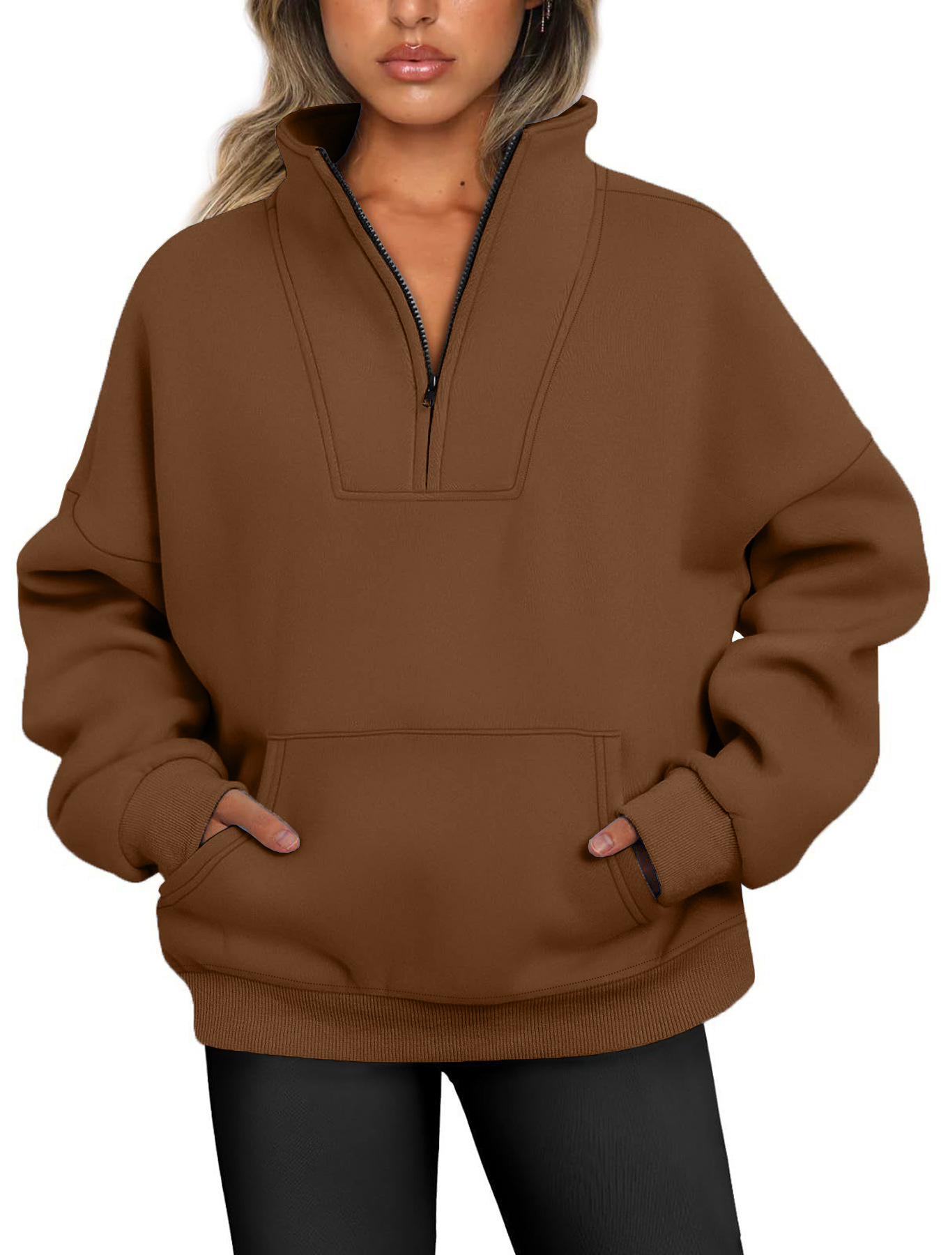 Women's Hoodie Long Sleeve Sweaters & Cardigans Zipper Simple Style Solid Color display picture 4