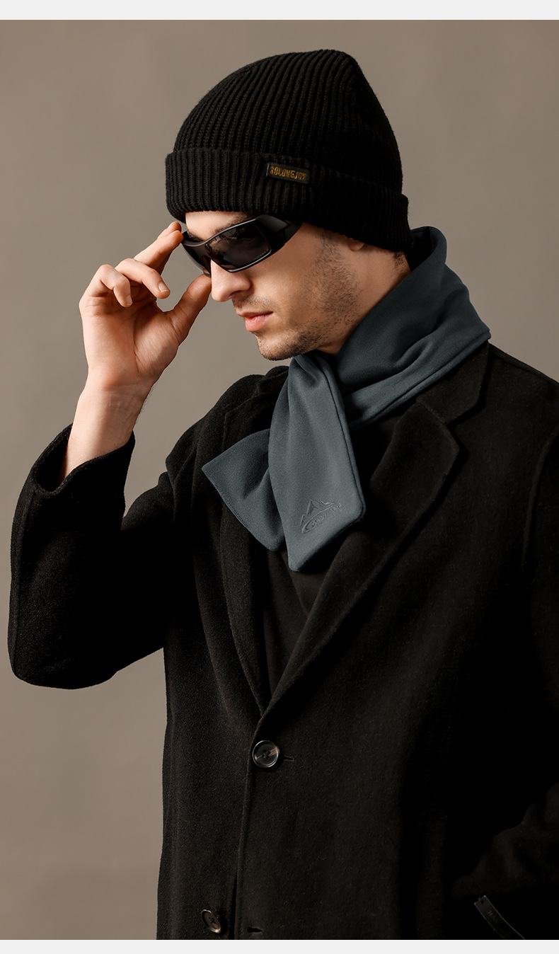 Sciarpa uomo in peluche stile retrò velluto inverno calda_voghion.com