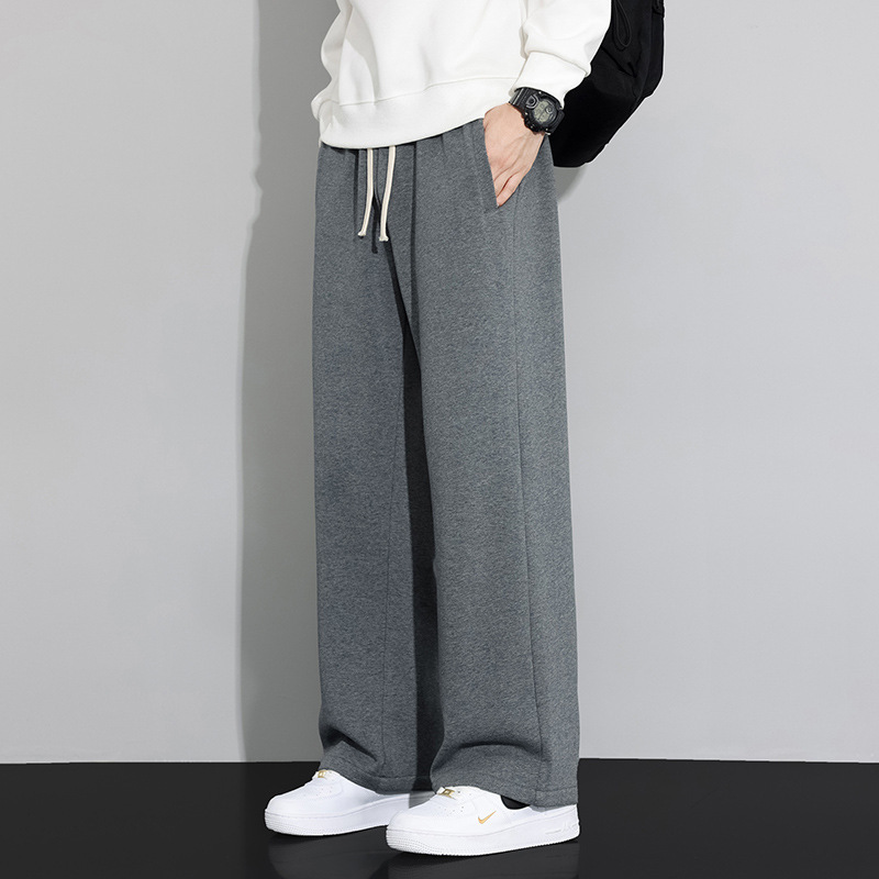 Men's Gray Autumn Wide-Leg Loose High-Rise 2025 New Straight-Leg Men's Spring and Autumn Casual Sweatpants