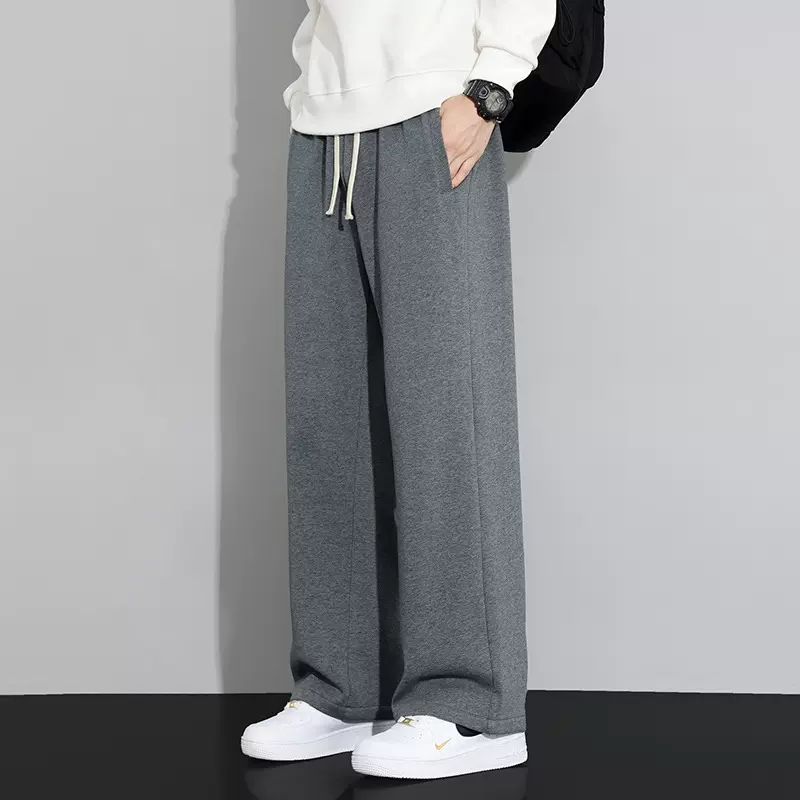 运动裤子男款灰色秋季阔腿宽松显高2025新款直筒男士春秋休闲卫裤