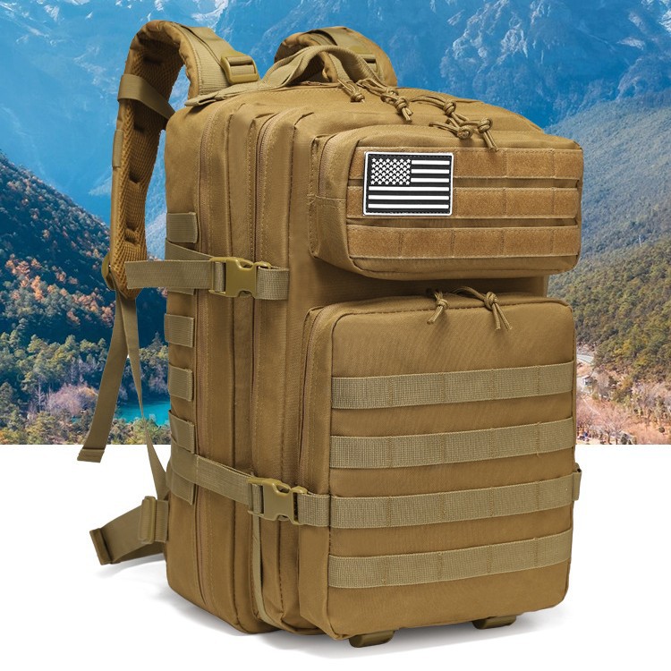 Viaje al aire libre bolsa de montaña de gran capacidad multifuncional tela oxford impermeable de hombro para hombres montar caminata mochila táctica