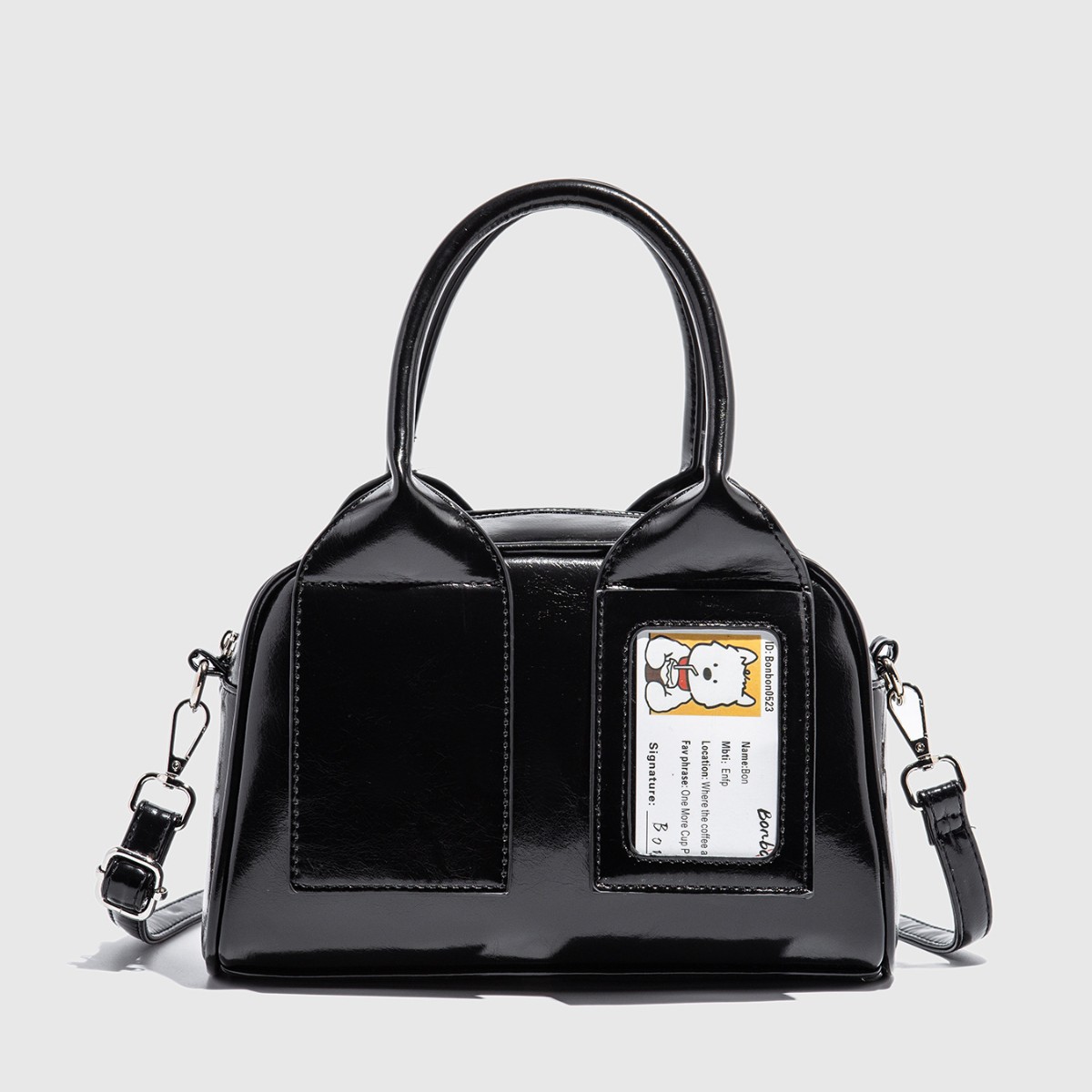 Bolsa de boliche feminina de alta qualidade e estilo moderno, com alça transversal e fecho de zíper em couro PU multicolorido._voghion.com