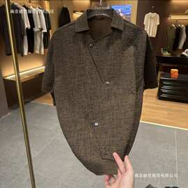 春夏轻奢男士休闲短袖26新款潮流百搭1719发完图片色直筒型圆领
