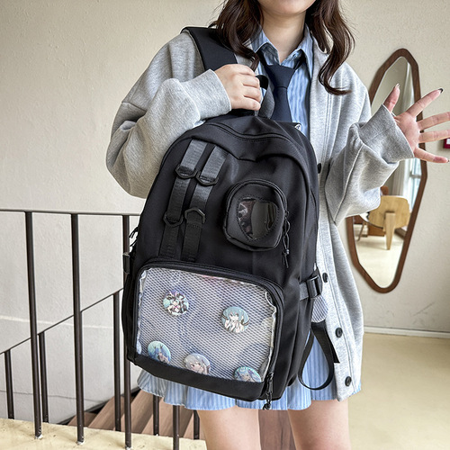 Women's Double Shoulder Bag Casual Large Capacity College Style School Bag for Junior High, High School, College Students, Class Backpack Travel Bag