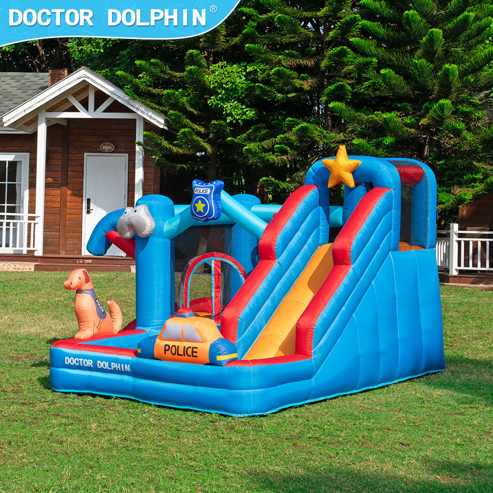 Dr. Dolphin | Pequeño castillo doméstico, animal doméstico, policía, castillo hinchable, castillo de paraíso infantil familiar