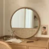 Natural color round mirror