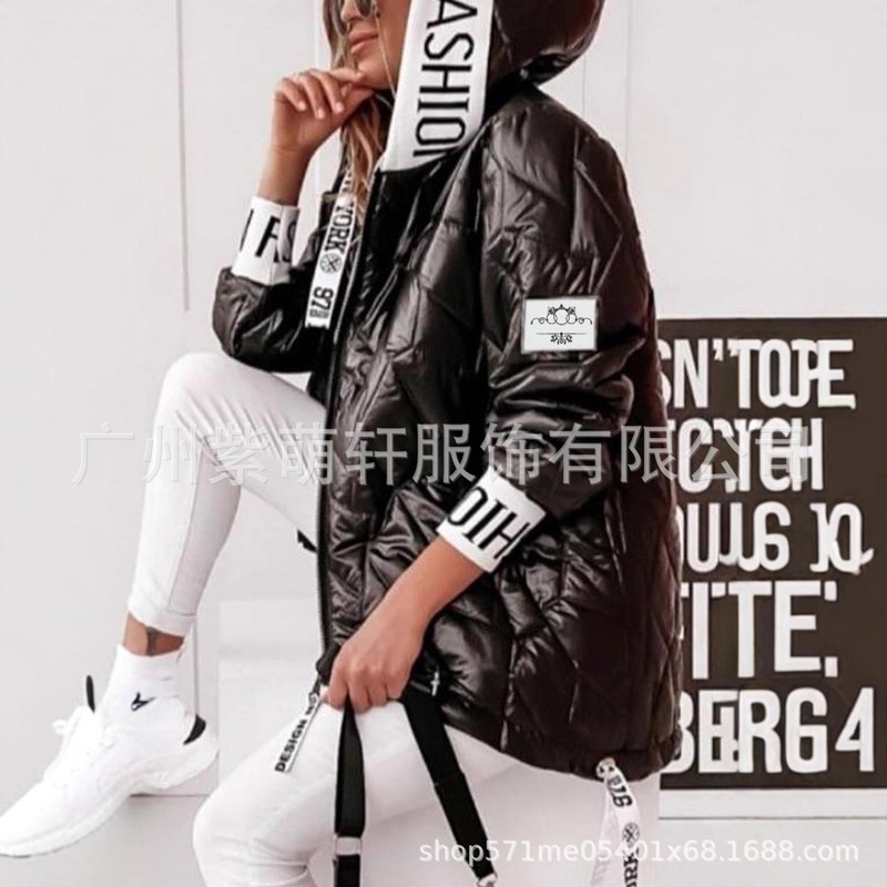 2025独立站跨境女装棉服秋冬新款时尚欧美短款休闲连帽棉衣外套|undefined