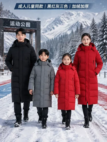 High-quality long winter coat, thickened hooded overcoat, loose casual style, trendy brand top for art school students