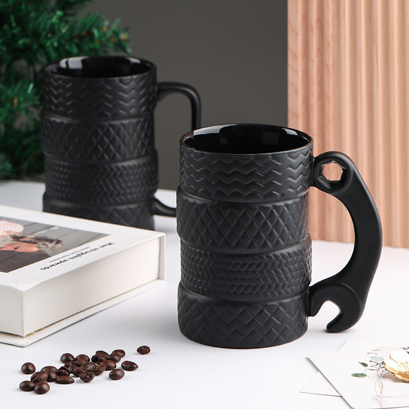 Creative Cup Large Capacity Ceramic Water Cup New Strange Mug Ceramic Tire Cup Factory Wholesale Cross-border Exclusive