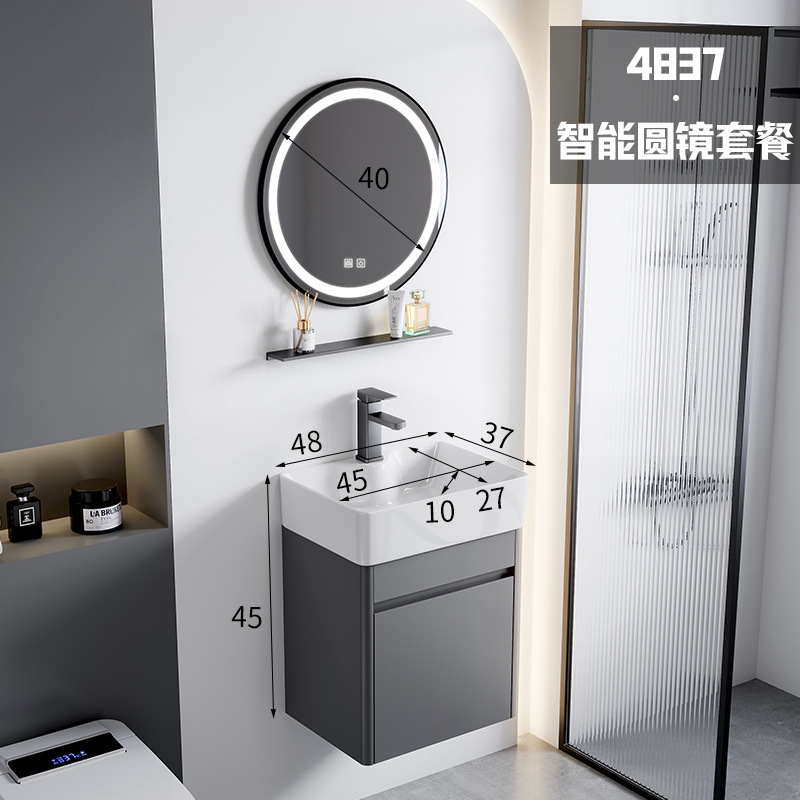 4837 lavabo de cerámica + espejo redondo inteligente