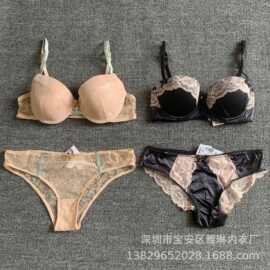外单蕾丝文胸三角内裤套装春季新款性感舒适内衣出口品质尾货清仓