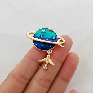 Japanese and Korean style fashion cute planet brooch creative temperament romantic enamel color pin cartoon personality corsage accessories