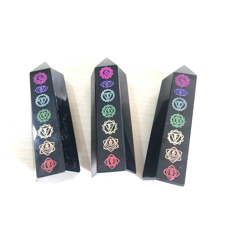 黑曜石七脉轮柱 (5)