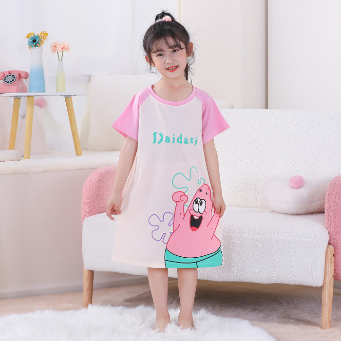 Pijama infantil princesa viento de verano nuevo pijama de niñas mangas cortas pacha perro vestido de dibujos animados ropa para el hogar