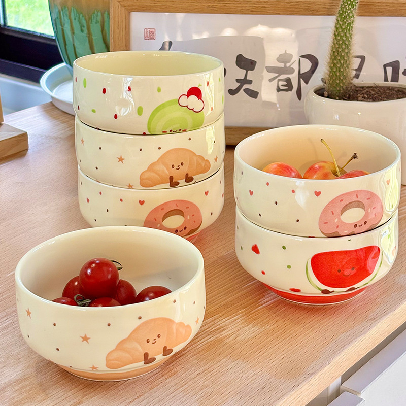 2026 New Model High-Appearance Ceramic Bowl for Home Use, Cute Cartoon Children's Bowl, Eating Bowl, Personal Fruit Bowl 2026 New Model High-Appearance Ceramic Bowl for Home Use, Cute Cartoon Children's Bowl, Eating Bowl, Personal Fruit Bowl