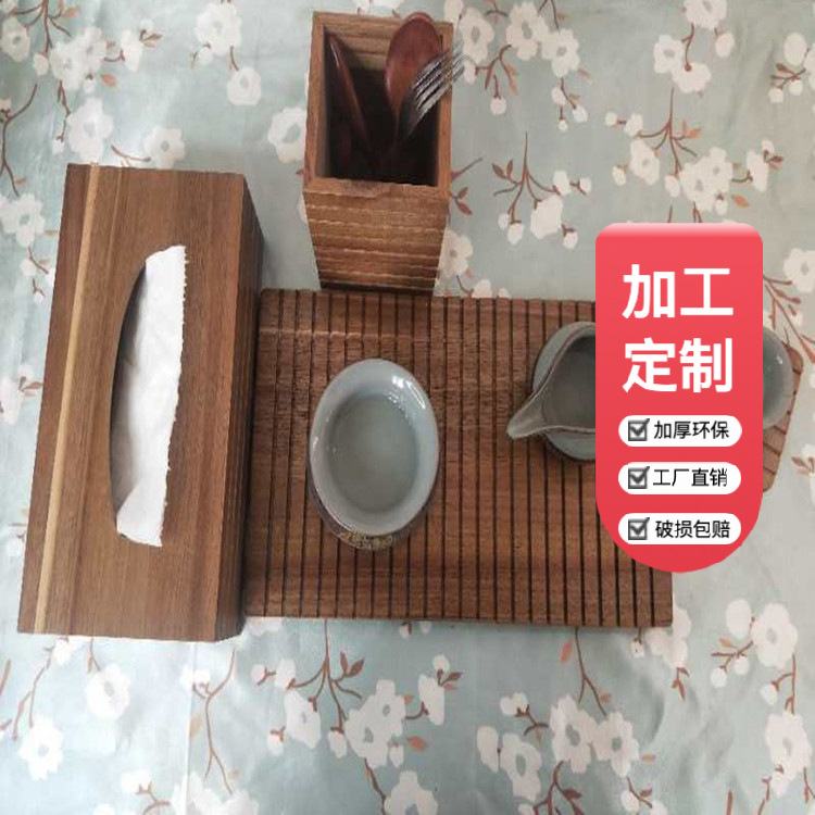Caja de pañuelos de madera maciza de estilo europeo caja de pañuelos de sala de estar de lujo ligero al por mayor caja de pañuelos simple chino caja de almacenamiento de madera de hotel