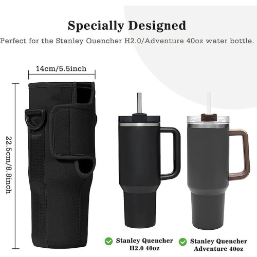 New car-mounted water-absorbent ice cup holder 40OZ diving material handle mug holder adjustable shoulder strap kettle bottle holder