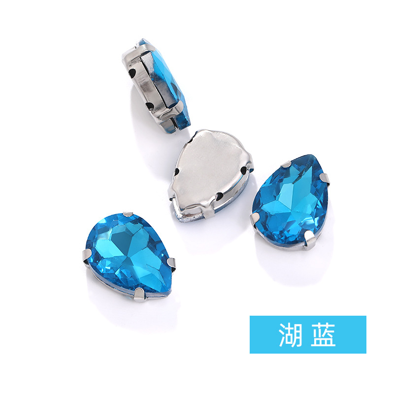 Diamante de garra de forma especial de fondo puntiagudo de gota de agua, soporte de fondo K blanco que no se desvanece, vestido de novia de bricolaje, accesorios, accesorios, taladro de garra cosido a mano