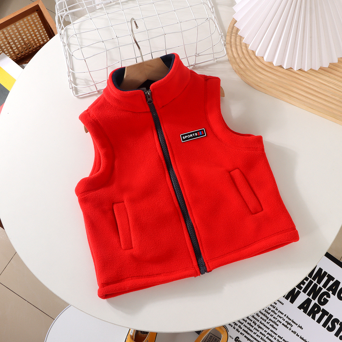 Chaleco de estilo coreano para niños niñas niños bebés primavera y otoño chaleco cálido para niños medianos y grandes Otoño e Invierno Polar polar ropa exterior