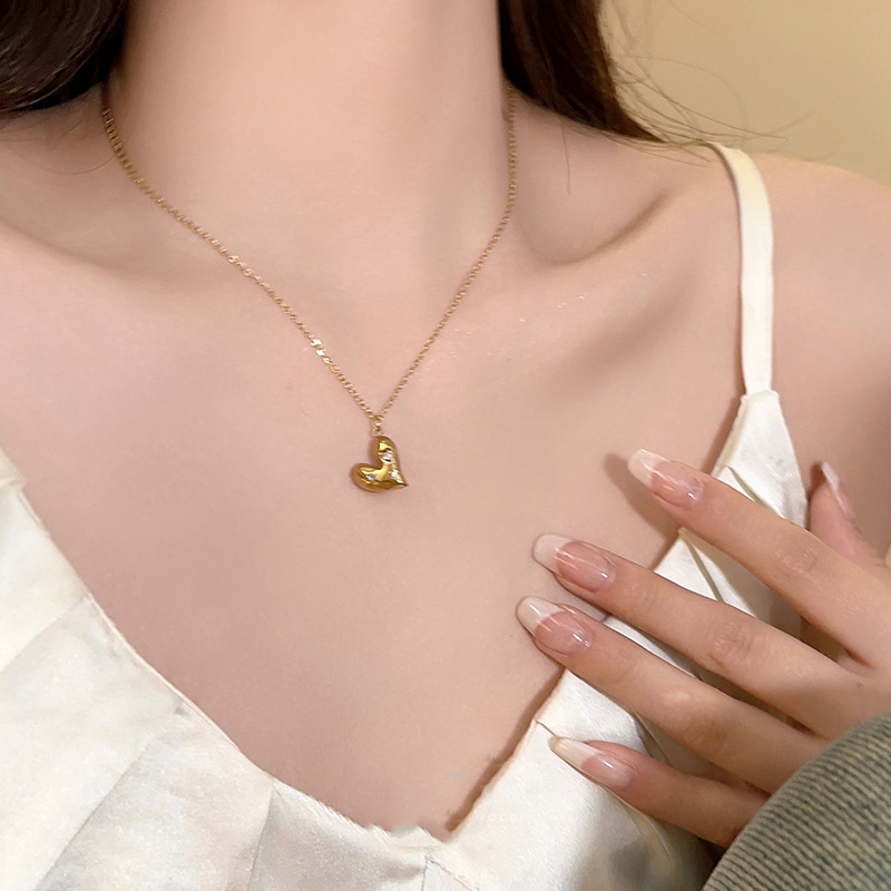 6g Weight Titanium Steel Pendant Material Pendant Necklace Classification Titanium Steel Chain Material Wholesale Jewelry Simple Style Classic Style Heart Shape Titanium Steel Pendant Necklace
