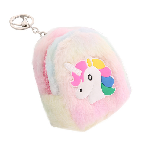 Korean version ins unicorn plush coin purse student portable earphone coin bag multi-functional storage key bag